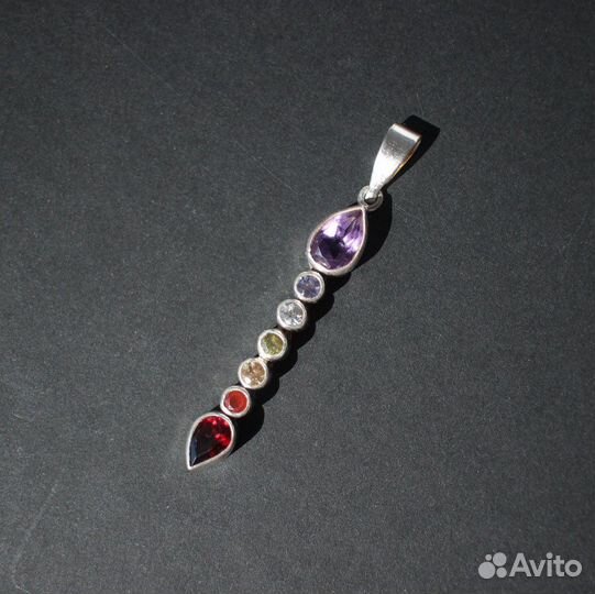 Серьги с 7 натуральными камнями