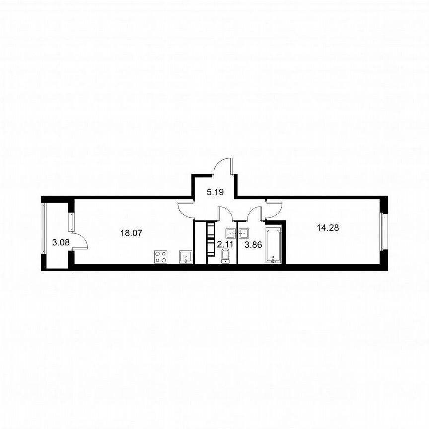 1-к. квартира, 44,9 м², 8/9 эт.