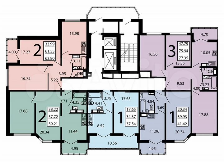 2-к. квартира, 63,6 м², 7/17 эт.