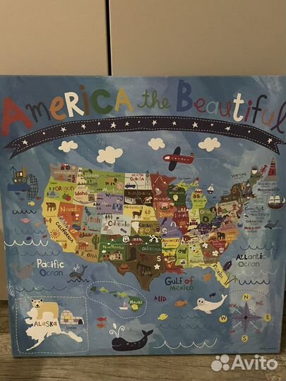 Карта Америки на английском для детей