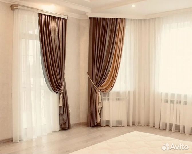 Штора из вуали молочного цвета 700x320