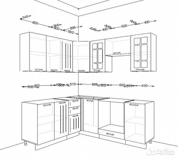 Угловая кухня Прага размер 1800 на 2000