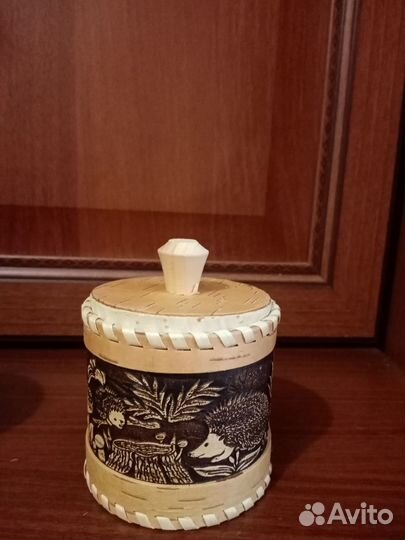 Туесок из бересты ежики новый