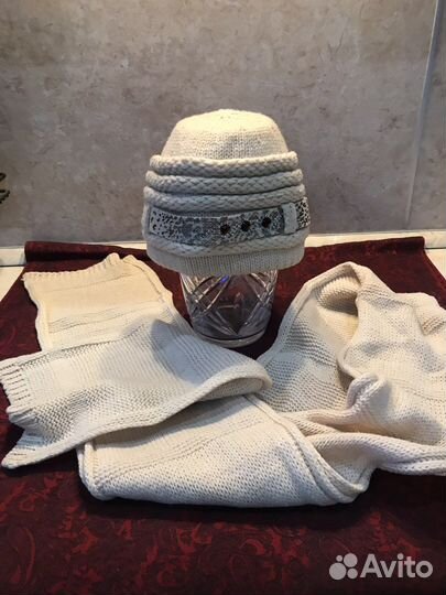 Шапка и шарф женский, шерсть