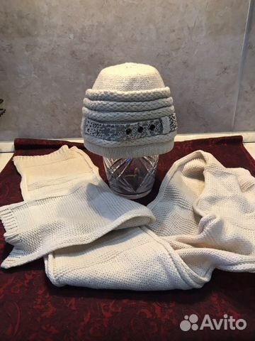 Шапка и шарф женский, шерсть