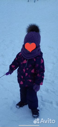 Вязанный комплект шапка, снуд, варежки