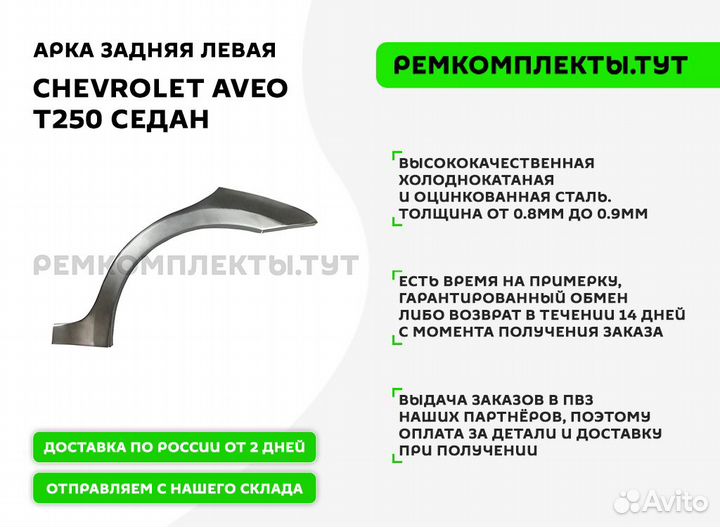Арка задняя Chevrolet Aveo T250 седан левая