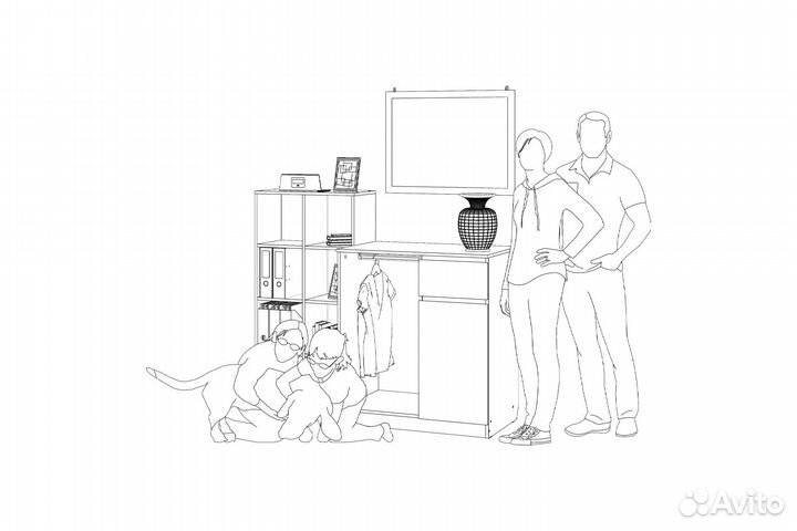 Комод-гардероб 90-5 Нэко открытый без ручек с ящик