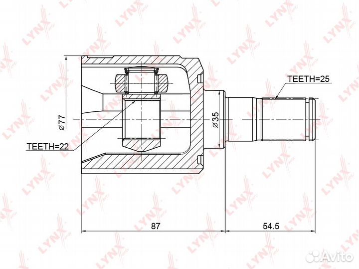 ШРУС внутренний CI3708 (lynxauto — Япония)