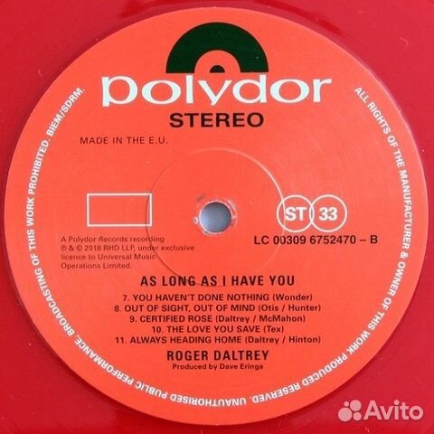 Roger Daltrey / As Long As I Have You (Coloured Vi