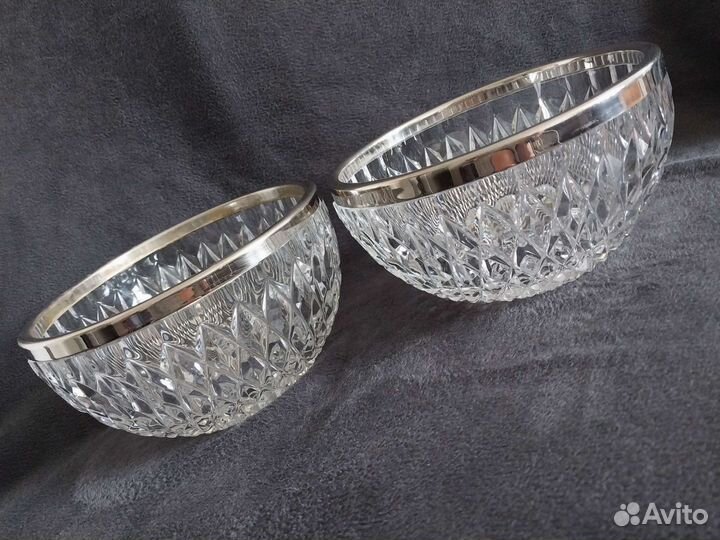 Огромные хрустальные вазы СССР 19х11см цена за две