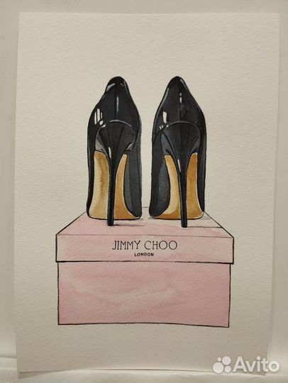 Картина акварель туфли