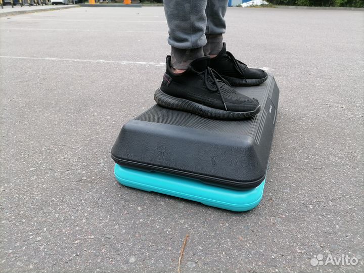 Степ платформа профи черно-голубая