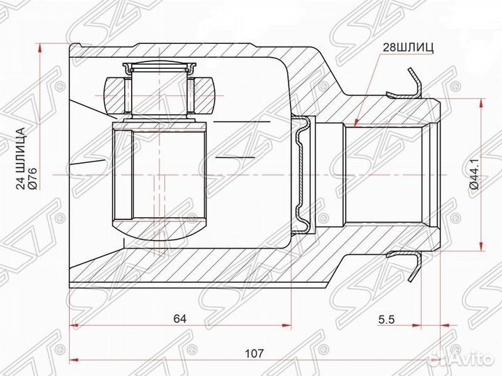Шрус внутренний правый Creta Крета 2.0 АКПП 4WD