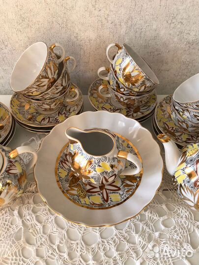 Чайный сервиз лфз СССР золотые ромашки