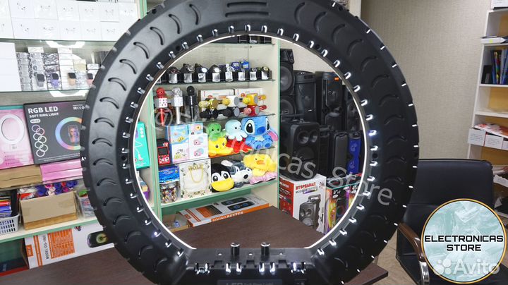 Кольцевая Лампа 54см с Держателем Бело-Белая LUX