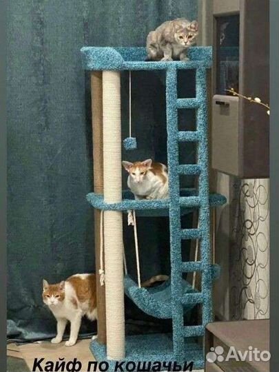 Игровой комплекс для кошек с домиком, лежанкой и к