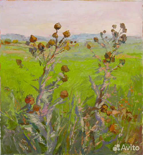 Картина маслом Пейзаж Весеннее Поле