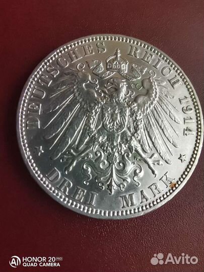 3 Марки 1914 и 5 марок 1913 Гамбург, Германия