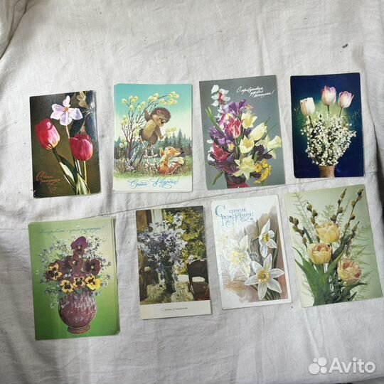Открытки 50 шт цветы комплект набор поздравление