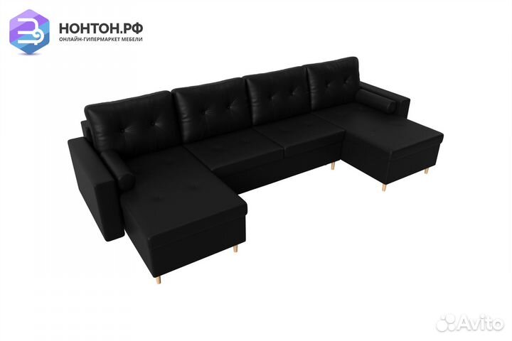 Диван п-образный пантограф Белфаст экокожа черная