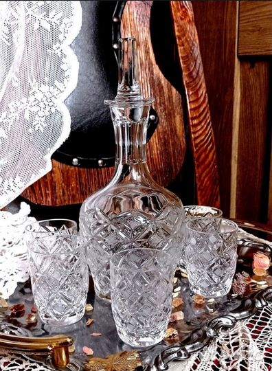 Набор, хрусталь штоф (графин) и рюмки 5 шт
