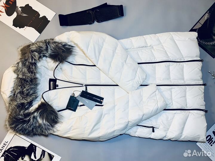 Пуховик женский белый 50 натуральный пух