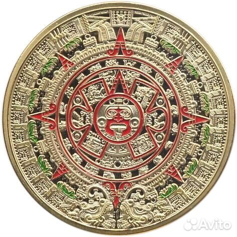Жетон Календарь Ацтеков в цвете (Позолота)
