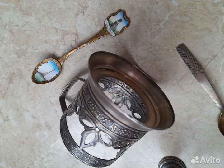 Рюмки,ложки,подстаканник,мельхиор