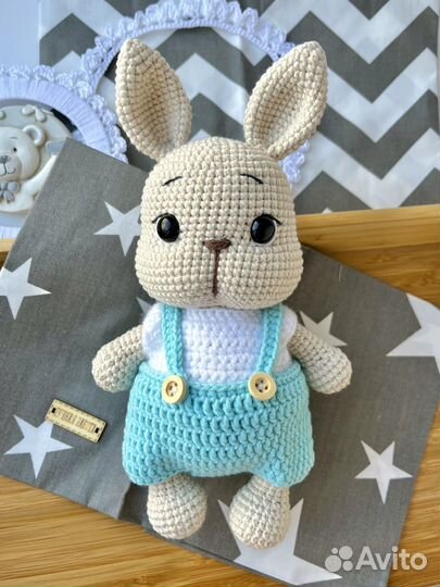 Вязаная игрушка жираф, лев, заяц