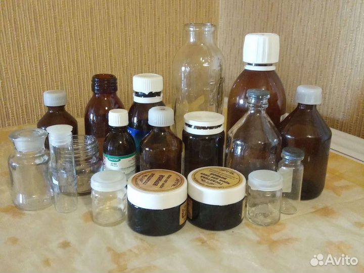 Аптекарская посуда для медицины,банки стекло