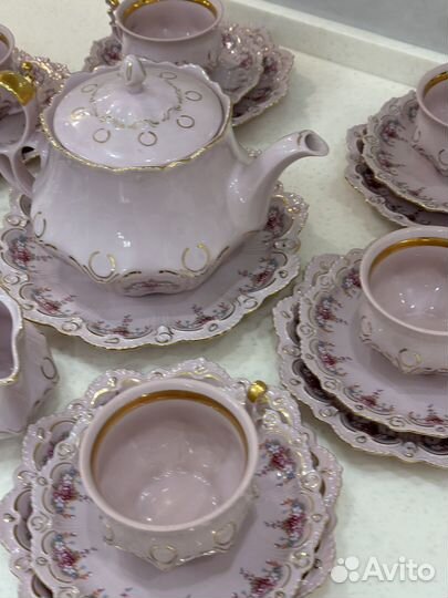 Чайный сервиз. Чехословакия. Розовый фарфор