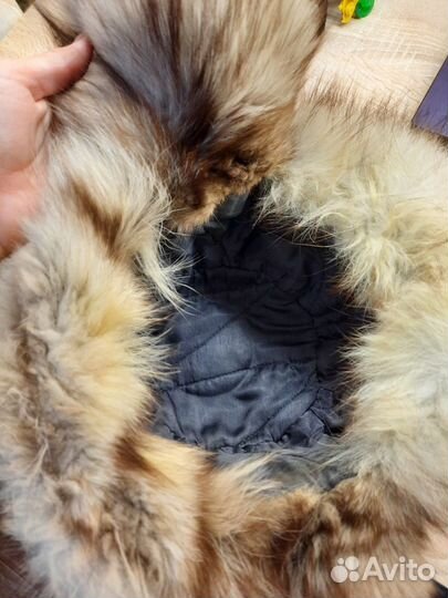 Шапка ушанка чернобурка натуральный лисий мех