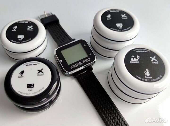 Кнопка вызова официанта в ассортименте с часами