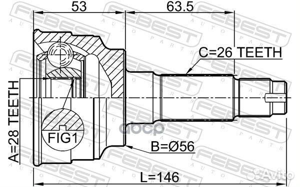 ШРУС наружный 28X56X26 mazda familia 98- 051003