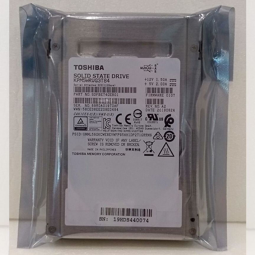 [KPM5WRUG3T84] Ssd Toshiba 3,84 Тб Sas 12 Гбит/С Kpm5wrug3t84