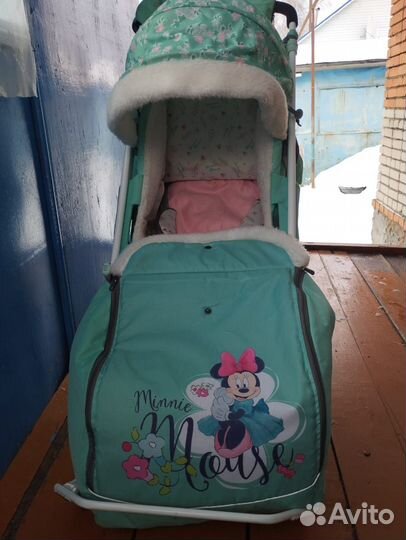 Детские санки коляска с колесами