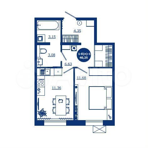 1-к. квартира, 40,3 м², 2/17 эт.