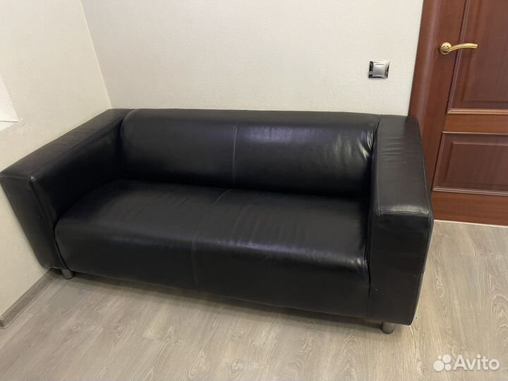 Диван IKEA клиппан черный (натуральная кожа)
