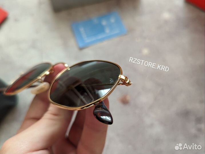 Очки Ray-Ban Hexagonal 3548 Зелёные в золоте