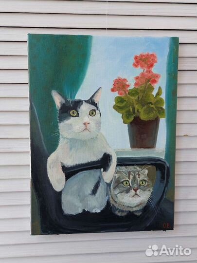 Картина маслом Кот Кошка