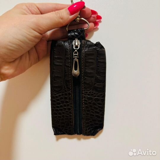 Кожаная ключница под крокодила 11*7 см нат кожа