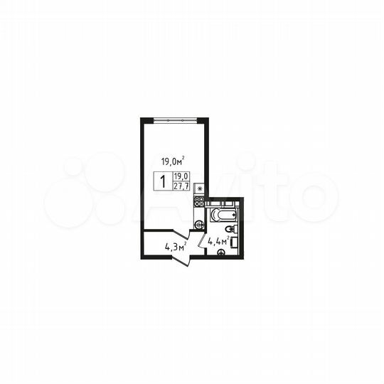 Квартира-студия, 27,7 м², 3/9 эт.