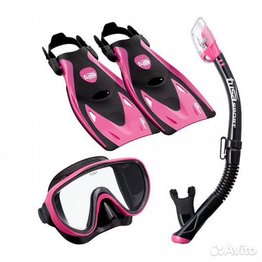 Комплект для снорклинга маска трубка и ласты Seren