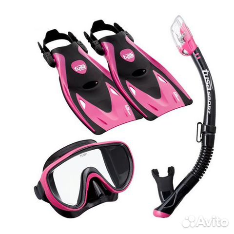 Комплект для снорклинга маска трубка и ласты Seren