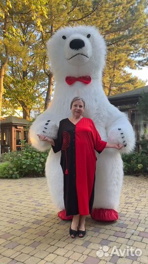 Ростовая кукла надувной белый бурый Медведь