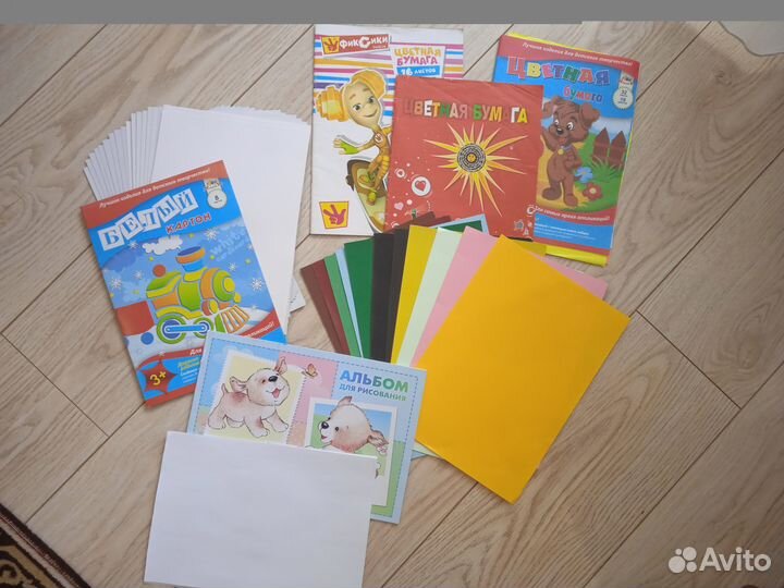 Цветная бумага, белый картон,альбом д/рисования