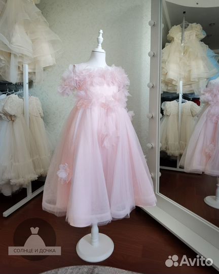 Нежно-розовое платье для девочки 134-146