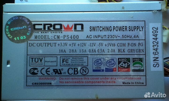 Блок питания для пк Crown CM-PS 400 400 Вт