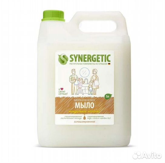 Жидкое мыло Synergetic миндальное молочко 5л